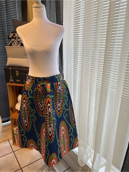Afibi Dresses & Skirts - Afibi Navy Blue Orange & Green Patterned Skirt, size XL